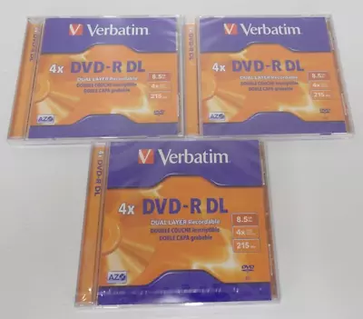 3 X VERBATIM / 4 X DVD - R DL Dual Layer Reorderable - New Sealed • $29.95