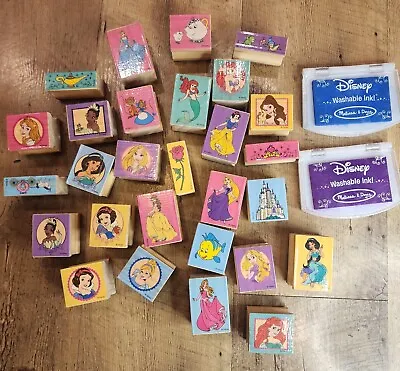 Wooden Disney Princess Rubber Stamps: Melissa & Doug Lot Of 28 • $11.99