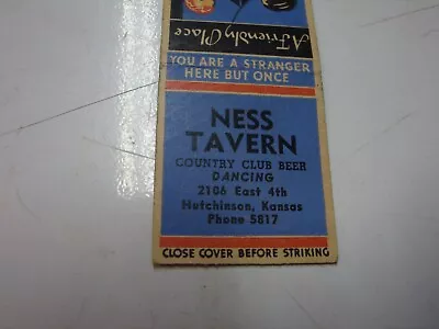 Ness Tavern. Hutchinson KS. 1940s Matchbook Made By Match Corp. • $17.99