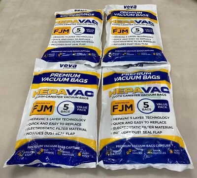 20 VEVA FJM Advanced Filters Premium Vacuum HEPAVAC 5 Pack X 4 = 20 Bags NEW • $29.95