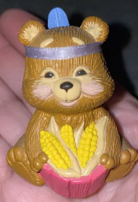 1988 Hallmark Merry Miniatures Thanksgiving Indian Bear W/ Corn Vintage Figure • $3.50