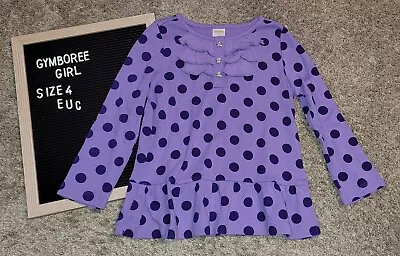 Gymboree Girls Stylish Corgi Tunic Top Ruffled  Size 4 Polka Dot Stripe • $9.99