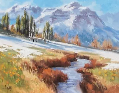TOM HAAS Painting 'Promise Of Spring' Oil 11 X14  Colorado Mountains Stream Snow • $220