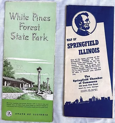2 Vintage Illinois Maps And Travel Guides/Brochures Springfield And White Pines • $22