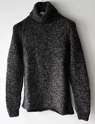 Pringle Grey Green 4-ply Cashmere Roll Neck Jumper Size Small Hand Knitted £1380 • $279.75