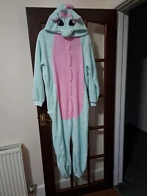 BOOHOO Pink Unicorn One Piece Fleece Fancy Dress Pyjamas Size M • £3