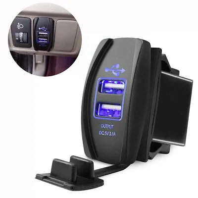1x Car 5V 3.1A Dual USB Phone Charger Blue LED Indicator Power Supply Waterproof • $12.31