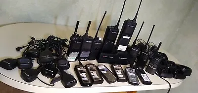 Lot Of 13 Motorola & Kenwood Portable Radios + Chargers & Mics/ For Part • $200