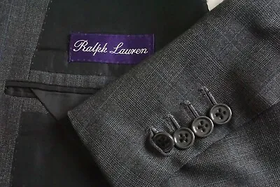 Ralph Lauren Purple Label RLPL Cashmere Blend Gray Plaid Sport Coat Jacket 39R • $269.99