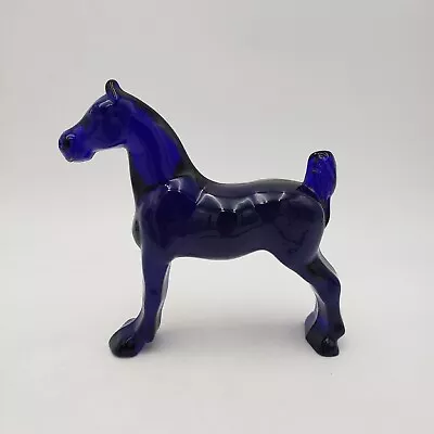 Scarce Cobalt Blue Dalzell-Viking Art Glass Horse Figure Marked   HCA '96   • $159.98