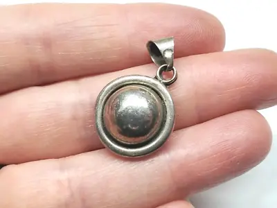 Vintage Sterling Silver 925 Mexico Modernist Half Orb Circle Pendant Jewelry • $19.99