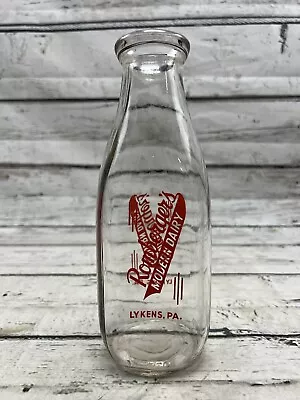 VTG Romberger's Modern Dairy Lykens PA Square Quart Double Sided Milk Bottle • $18