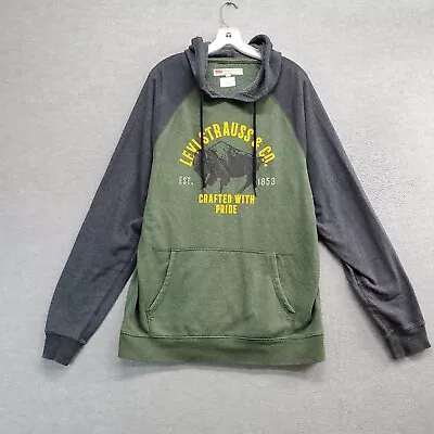 Levi's Men Sweatshirt Large Green Hoodie Crafted With Pride Graphic Pockets • $19.89