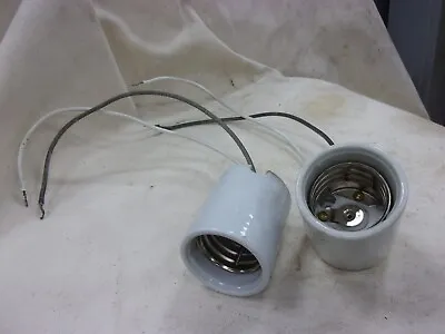 2 Leviton Mogul Base Porcelain Lamp Holder Light Bulb Sockets 4KV 600V 1500W Big • $16.99