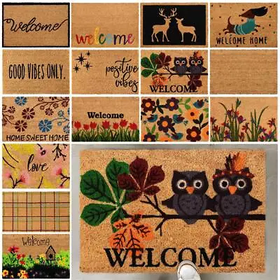 Coir Door Mat Outdoor Indoor Doormats Non Slip Natural Welcome Home Garden Mats • £10.95