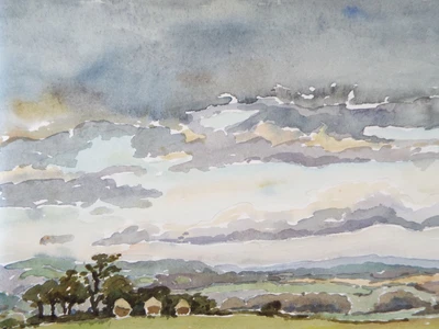 £44 • Buy Original Watercolour, 'From Portsdown Hills' Hampshire, Dated 1954, Charles Way