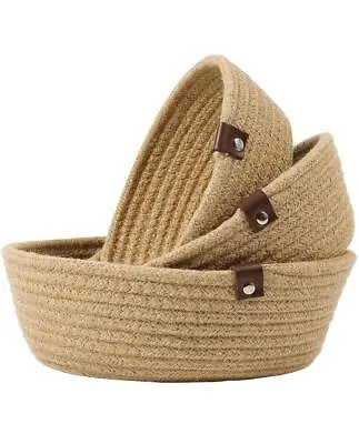 £9.99 • Buy Woven Storage Basket Set Of 3 Available In Three Colours Beige, Pink & Grey