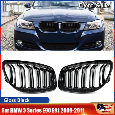 Front Kidney Grille Gloss Black For BMW 3 Series E90 E91 325i 328i LCI 2009-2011 • $28.49