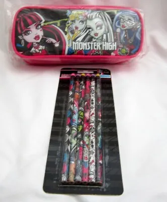 £29.49 • Buy Monster High 8  Pink Pencil Case Pouch & 6 Character Pencils Combo-Brand New!v2