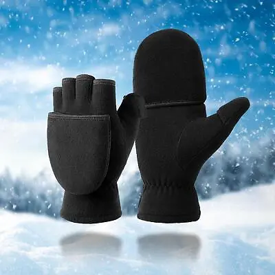 Winter Fingerless Gloves Convertible Flip Top Mittens Men Women Warm Flip Top • $11.27
