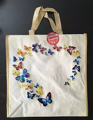 Strong Butterfly W Gold Trimming Design Reusable Multipurpose Tote Shopping Bag • £3.50