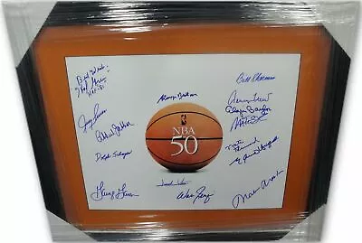 Abdul Jabbar Mikan Baylor West Magic Sharman Auto 16x20 Photo Framed NBA 50 • $699.99