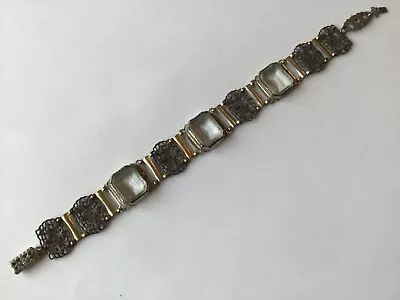 Vintage Art Deco Clear Emerald Rhinestone Bracelet • $35