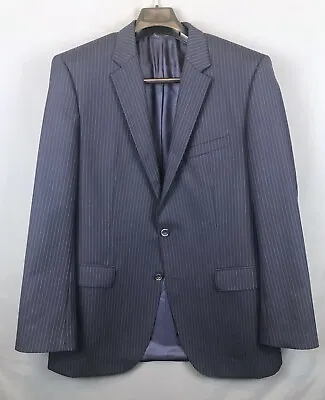 HUGO BOSS James Sharp Blue Striped Wool SLIM SUIT Jacket Pants 42L 36x33.75 • $93.99