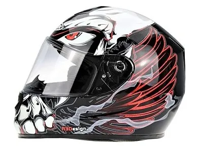 Viper RS252 Black/Red Day-Glo Full Face Motorcycle Motorbike Helmet - Large • $93.31