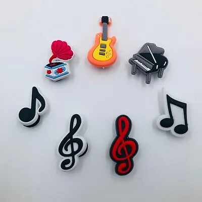 7 Musical Shoe Charms Music Note Instruments Fits Crocs Shoes Wristband • $8.95