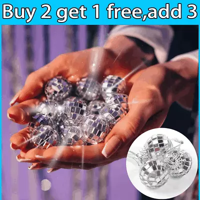 12pcs/set Silver Disco Hanging Glitter Mirror Balls Decor For Stage Bar Party • £3.08