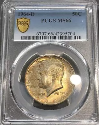 1964d Kennedy 50c 50 Cent Half Dollar Unc Coin Pcgs Ms66 Toned Toning • $150