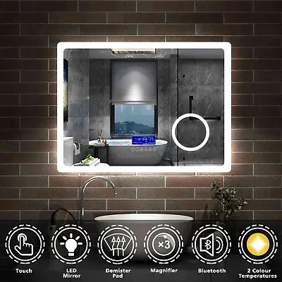 Illuminated Bluetooth Bathroom Mirror With Demister Pad And 3x Magnifier By AICA • £262.99