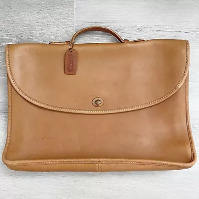 COACH Briefcase Lexington British Tan Leather Vintage Laptop Messenger Bag CV705 • $129