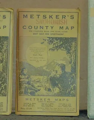 Pre 1950 Metsker's Map Of Snohomish County Washington • $10.99