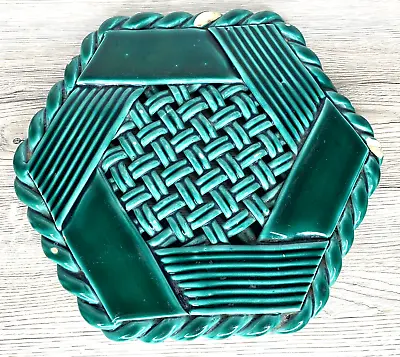 Saucer Dish Design Vallauris 1950 Retro Vintage Green Massier Ceramic Craft • $98.72