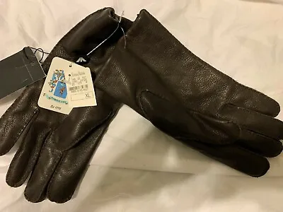 $300 Portolano Gloves Mens XL Brown Leather FUR Lined NEW • $300