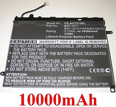 10000mAh Battery For ACER Iconia Tab A510 A700 A710 BAT-1011 BT.0020G.003 • £43.51