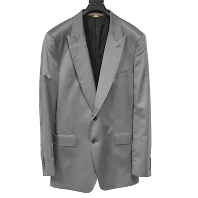 Dolce & Gabbana Mens Peak Lapel Suit 56 Grey Wool Single Breasted Two Buttons • £421.29