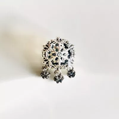 PANDORA Icy Snowflake Drop Charm Blue CZ Cubic Zirconia • $38