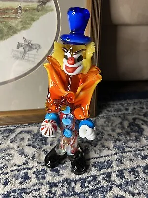 Vintage Murano Hand-Blown Glass Colorful Circus Clown Figurine AS IS Broken Foot • $50