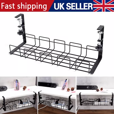 Under Desk Cable Management Tray Cord Holder Storage Offices Home Wire Rack Tidy • £10.98