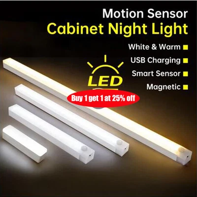 £3.99 • Buy White PIR Motion Sensor LED Strip Light Battery Powered Stairs Cabinet Closet UK
