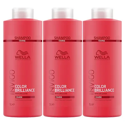 £42.60 • Buy WELLA INVIGO COLOR BRILLIANCE Shampoo Coarse For Strong Hair 3x 1000ml