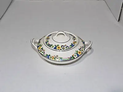 Vintage Canonsburg Pottery Co. Sugarbowl Floral Design Silver Trim • $21.99