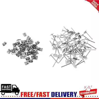 100sets Stainless Steel Blank Post Earring Studs Pins Silver Ear Jewelry • £2.66