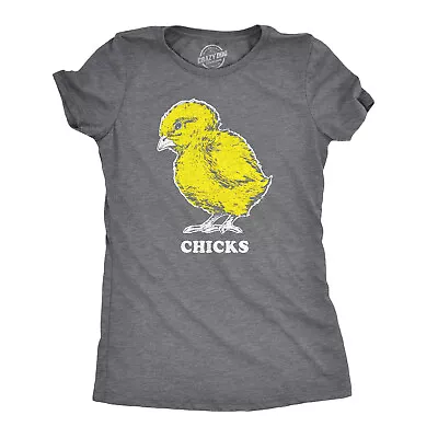 Womens Vintage Chicks Funny Cute Easter Sunday Holiday Retro Bunny T Shirt • $9.50