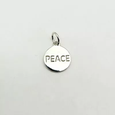 Vintage Sterling Silver 'Peace' Sign Circle Tag Charm Pendant - 0.8g • $13