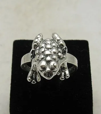 Genuine Sterling Silver Ring Frog Solid Punched 925 Handmade • £23.36