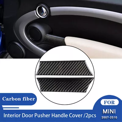Inner Carbon Fiber Door Handle Pusher Trim Sticker For BMW MINI Cooper R55 R56 • $11.85